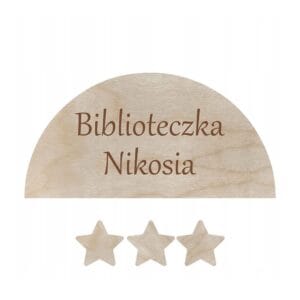 Personalizowana Tabliczka "Biblioteczka" z Drewna 38 x 19 cm Dekoracja Pokoju Dziecka Personalizowana drewniana tabliczka Biblioteczka Nikosia o wymiarach 38x19 cm z trzema gwiazdkami.