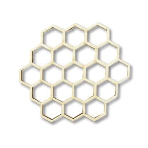 Podstawka pod Kubek ze Sklejki Drewnianej Laserowo Cięta 9,5 x 9,7 cm 1 szt Drewniana podstawka ze sklejki o wymiarach 9,5 x 9,7 cm z motywem plastra miodu, wykonana techniką cięcia laserowego.