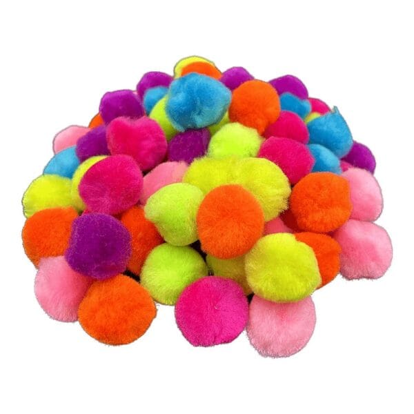 Pompony Akrylowe Kolorowe 2,5 cm Zestaw 80 szt do DIY Duży zestaw 80 sztuk kolorowych pomponów akrylowych o średnicy 2,5 cm do projektów DIY.