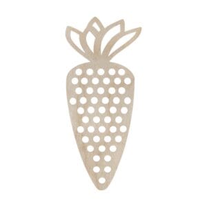 Przeplatanka drewniana marchewka ze sklejki z otworami do przewlekania sznurka.