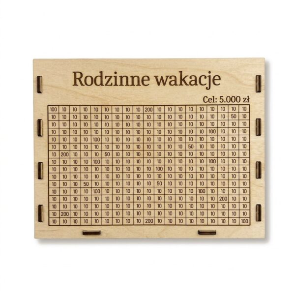 Skarbonka Gigant 304 Kafelków 5000 zł Rodzinne Wakacje - kolor sklejka drewniana (wizualizacja koloru)