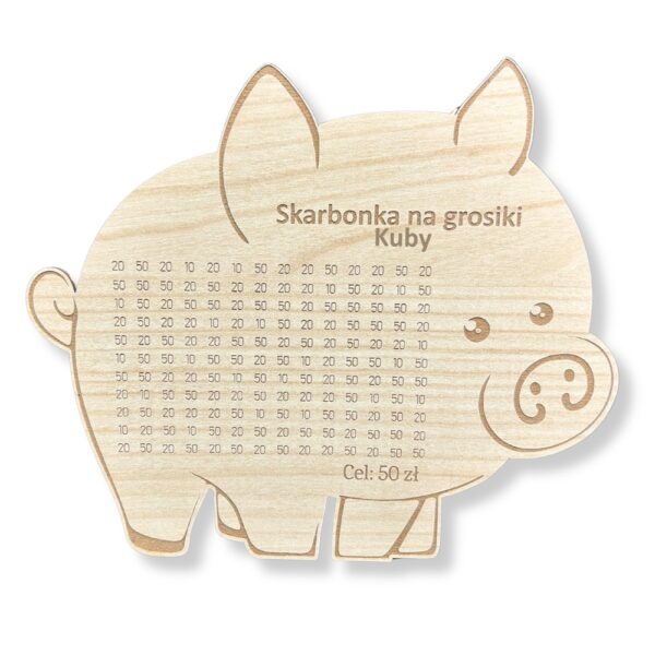 Świnka Skarbonka na Grosiki Cel 50 zł Personalizowana - kolor klon