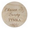 Drewniana Tablica Powitalna na Chrzest Koło 50 cm z Imieniem