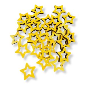 Żółte ażurowe gwiazdki HDF 20 mm, zestaw 30 sztuk
