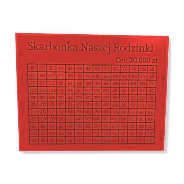 Skarbonka Gigant 154 Kafelki z Własnym Napisem i Celem 31,2 x 40 cm - kolor czerwony