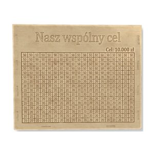 Skarbonka Gigant 304 Kafelki z Własnym Napisem i Celem 31,2 x 40 cm - kolor sklejka drewniana