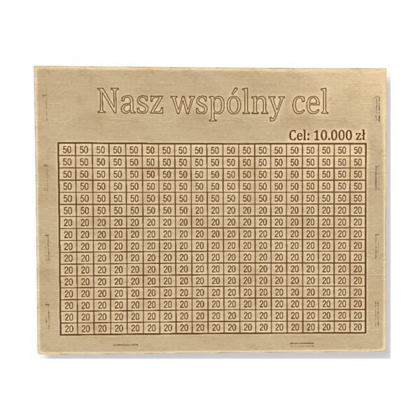 Skarbonka Gigant 304 Kafelki z Własnym Napisem i Celem 31,2 x 40 cm - kolor sklejka drewniana